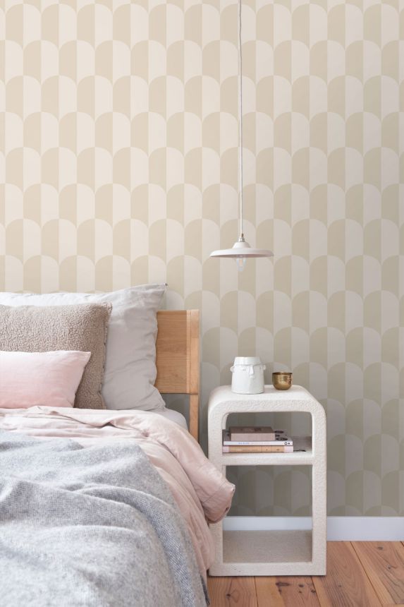 Wallpaper with an Art Deco pattern, beige and cream, 139985, Color Pop, Esta Home