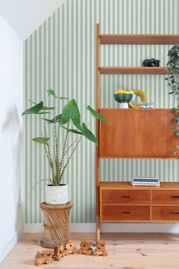 Striped wallpaper, gray-green, 130953, Color Pop, Esta Home