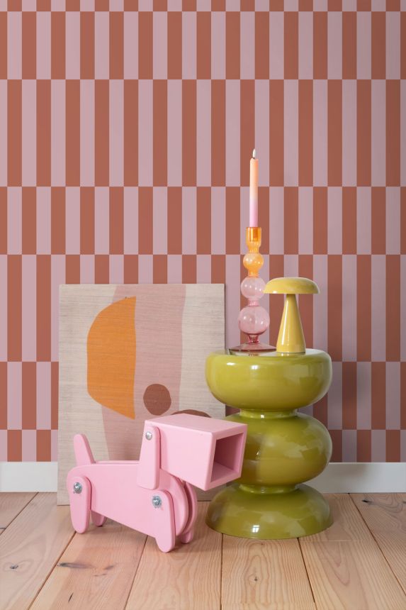 Striped wallpaper, red-brown, pink, 131216, Color Pop, Esta Home