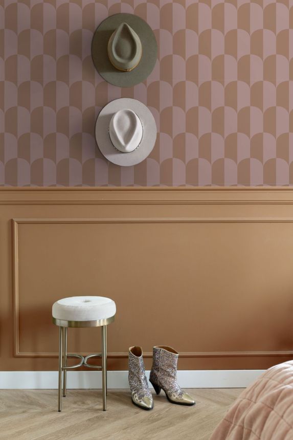 Wallpaper with an Art Deco pattern, brown, brown-purple, 131235, Color Pop, Esta Home