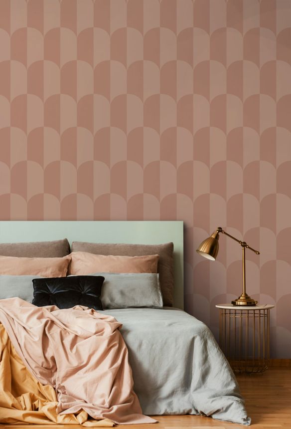 Wallpaper with an Art Deco pattern, red-brown, brown-pink, 131238, Color Pop, Esta Home