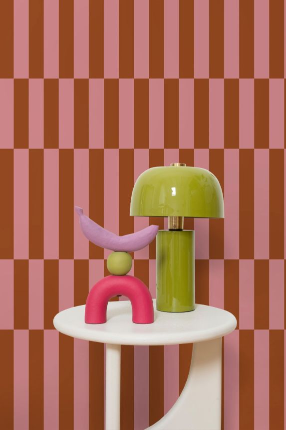 Striped wallpaper, red-brown, pink, 131427, Color Pop, Esta Home
