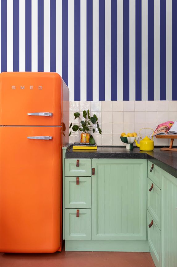 Striped Wallpaper, Blue, White, 131572, Color Pop, Esta Home