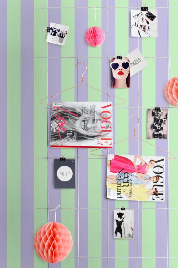 Striped Wallpaper, Purple, Green, 131573, Color Pop, Esta Home