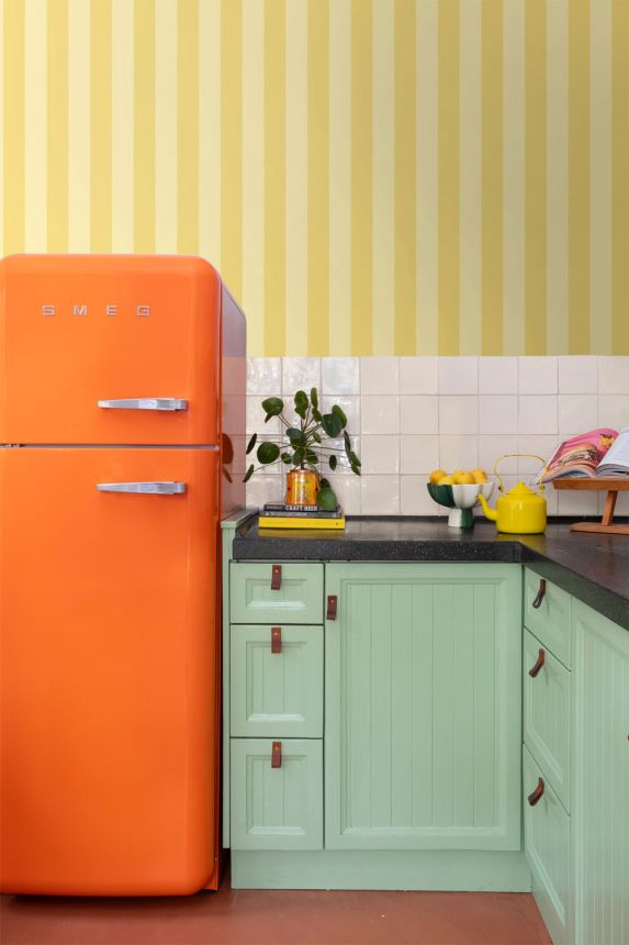Striped Wallpaper, Yellow, Cream, 131575, Color Pop, Esta Home