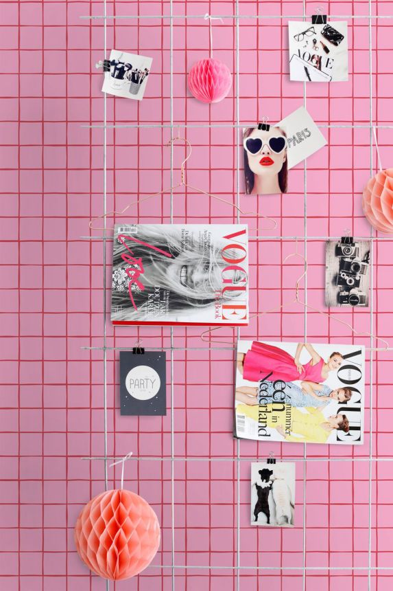 Checkered Wallpaper, Red, Pink, 131597, Color Pop, Esta Home