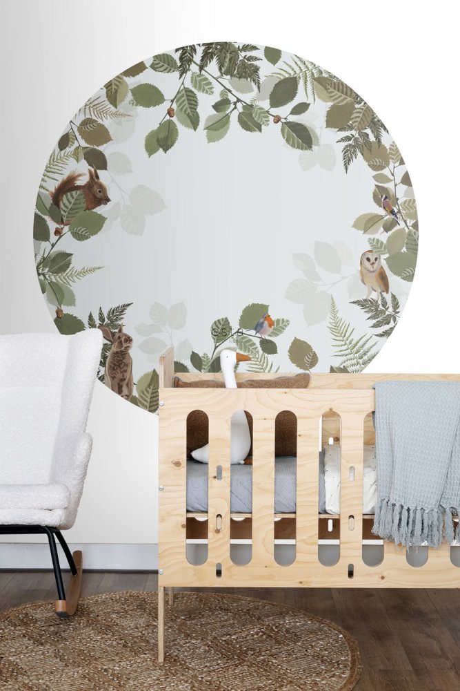 Self-adhesive round animal wall mural  159082, diameter 140 cm, Forest Friends, Esta