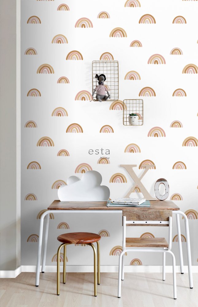 Wallpaper for a children's room, non-woven wallpaper with a rainbow 139253, Forest Friends, Esta
