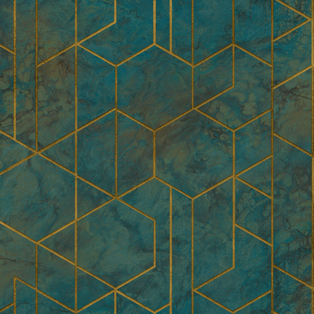 Green, geometric marble non-woven wallpaper  WL2501, Wanderlust, Grandeco