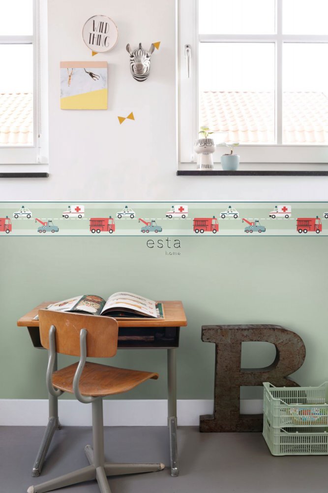 Children's non-woven wallpaper border Cars 178705, Little Bandits, Esta