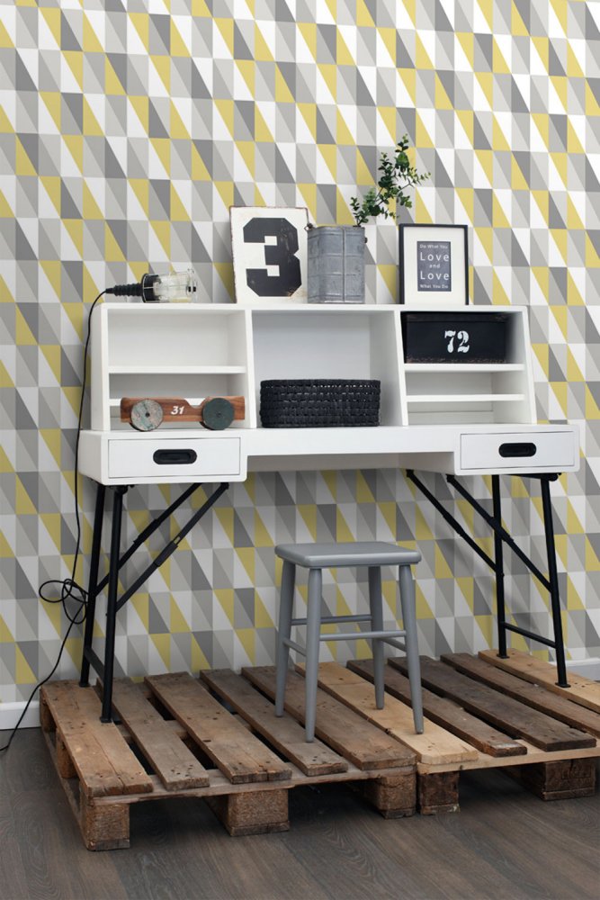 Geometric non-woven wallpaper, colored triangles 138921, Little Bandits, Esta