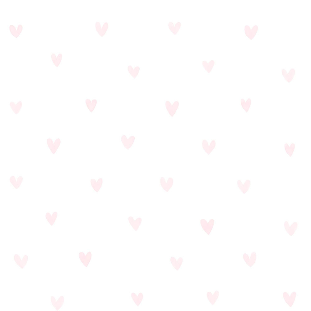 White non-woven wallpaper with pink vintage hearts 138915, Little Bandits, Esta