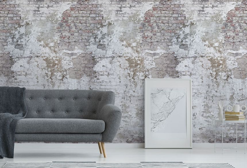 Beige wallpaper, Bricks, brick wall, A42301, One roll, one motif 2, Grandeco
