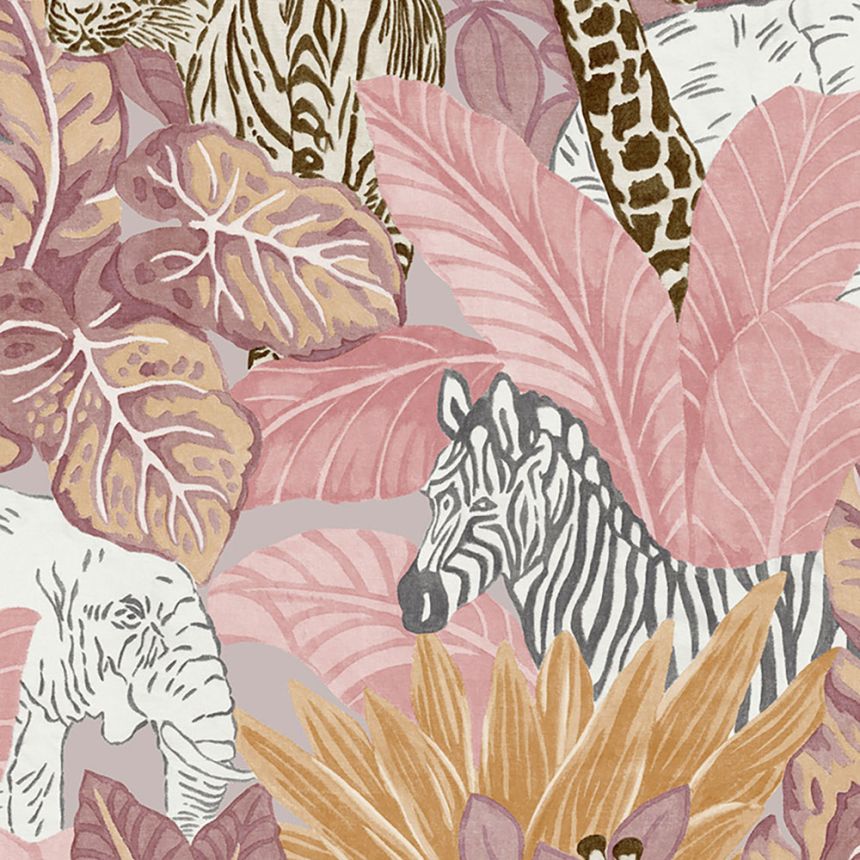 Non-woven wallpaper with animals in the jungle GV24280, Good Vibes, Decoprint