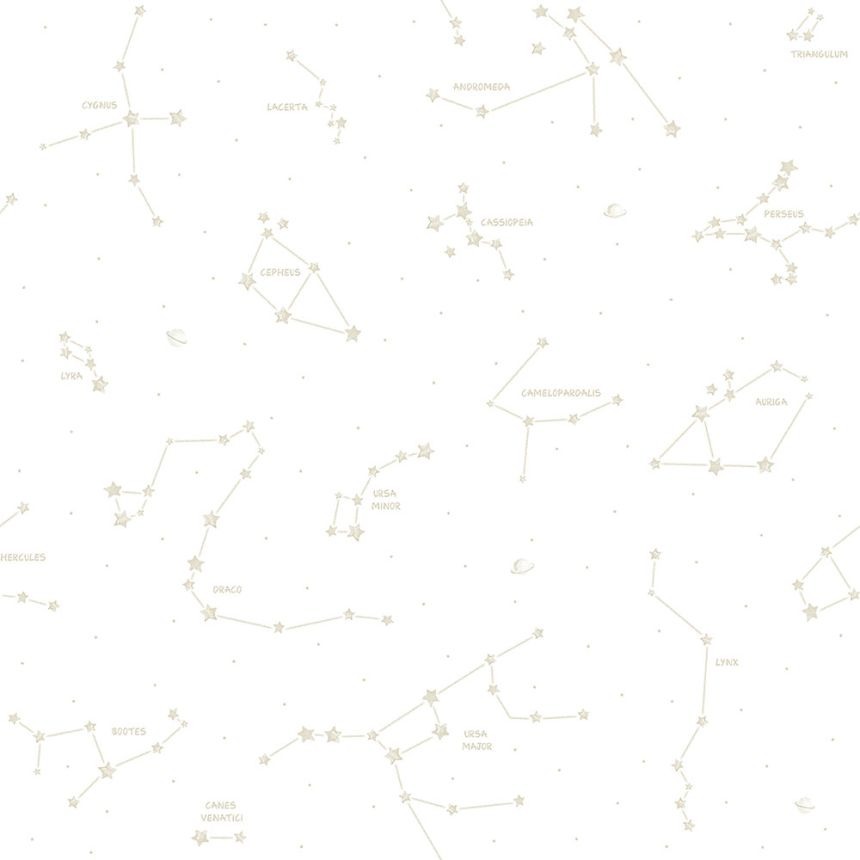 White and beige paper wallpaper Constellations 3362-3, Oh lala, ICH Wallcoverings