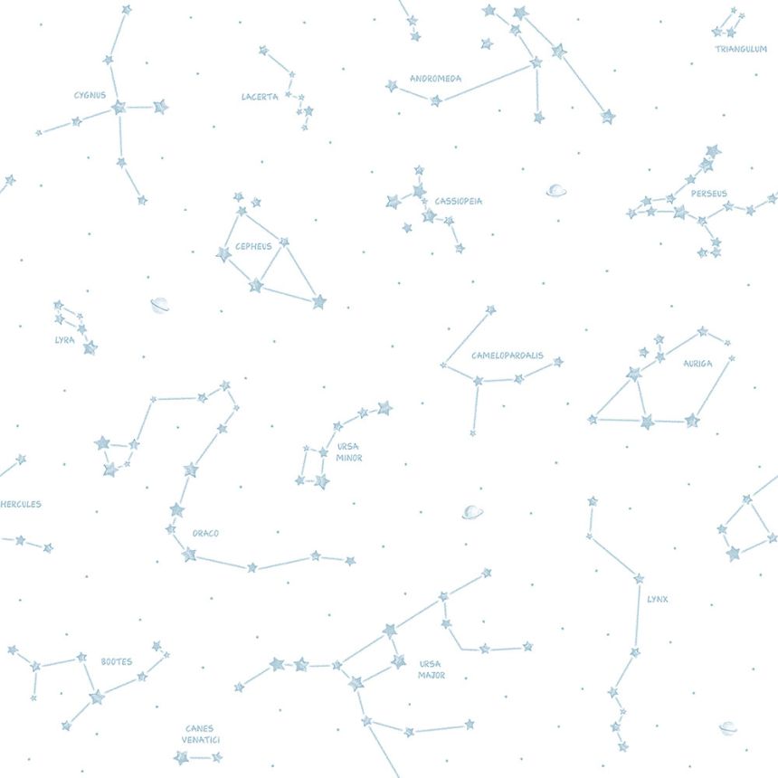 White and blue paper wallpaper Constellations 3362-1, Oh lala, ICH Wallcoverings