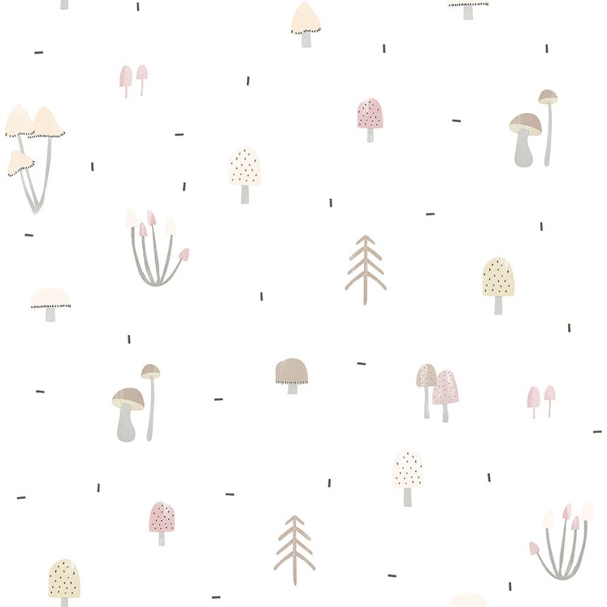Paper children's wallpaper, mushroom and forest motif 3352-2, Oh lala, ICH Wallcoverings