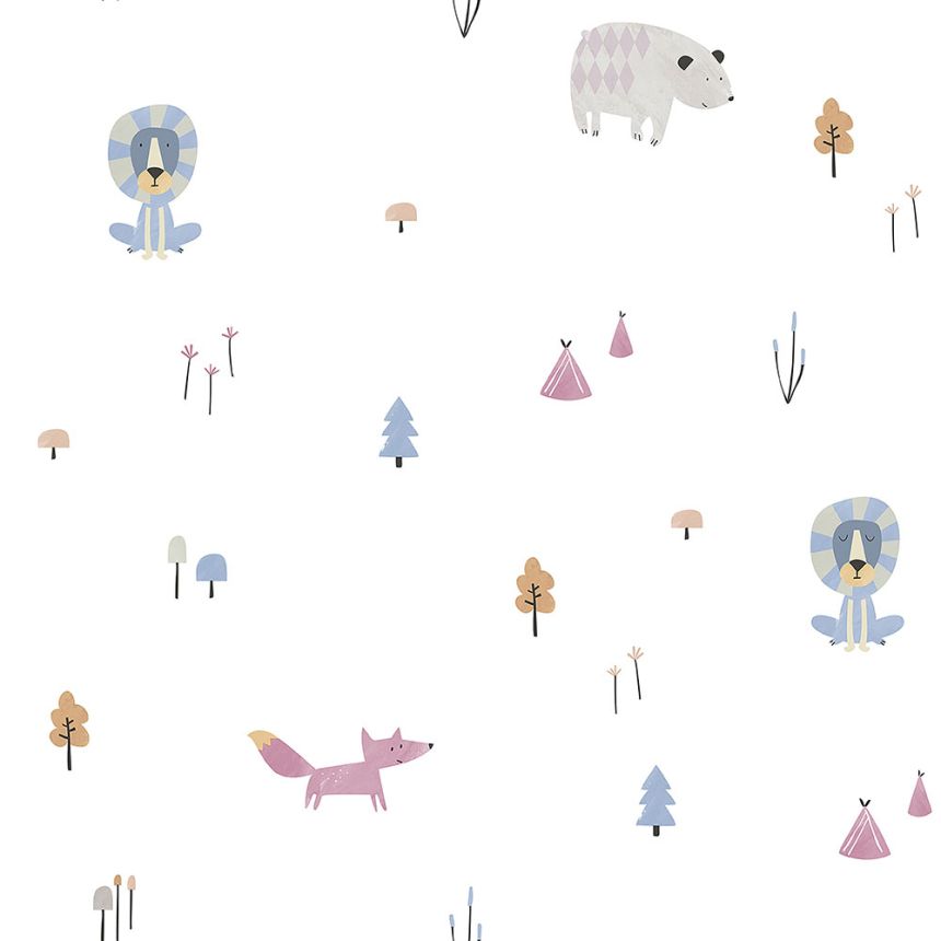 Paper children's wallpaper with animals in a forest 3350-2, Oh lala, ICH Wallcoverings