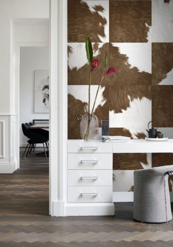 Non-woven wallpaper, square pattern of calfskin 357242, roll 0,5 x 9 m Luxury Skins, Origin