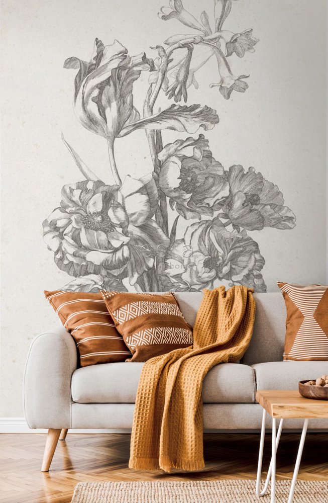 Non-woven wall mural, Engraving bouquet of flowers 158887, 186 x 279 cm,  Blush, Esta Home Wallpapers Vavex • More than 12000 designs • Wall murals 