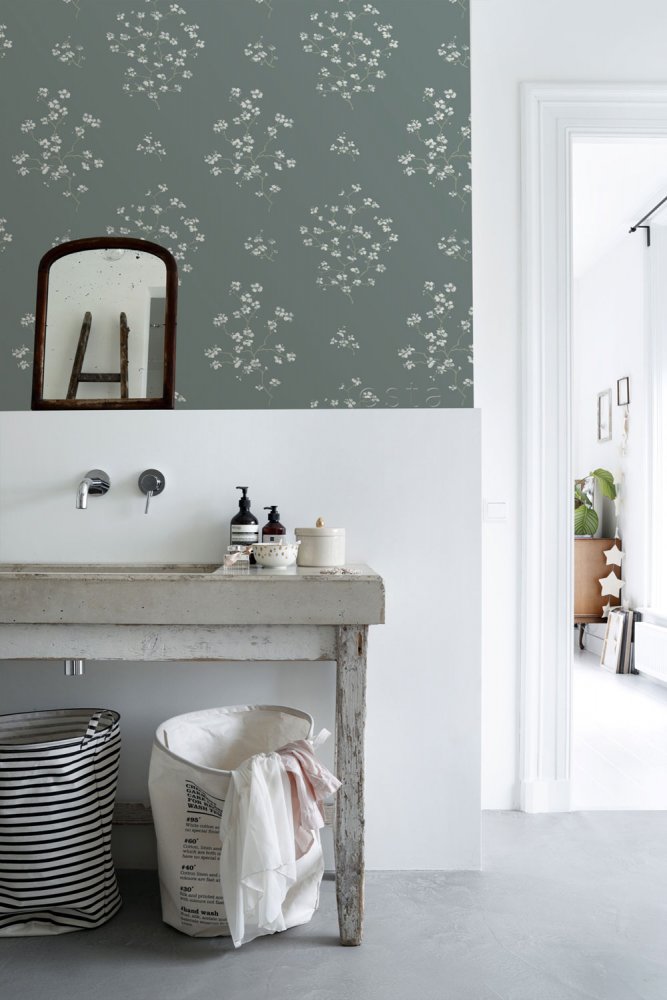 Non-woven wallpaper with flowering twigs 148736, Blush, Esta Home