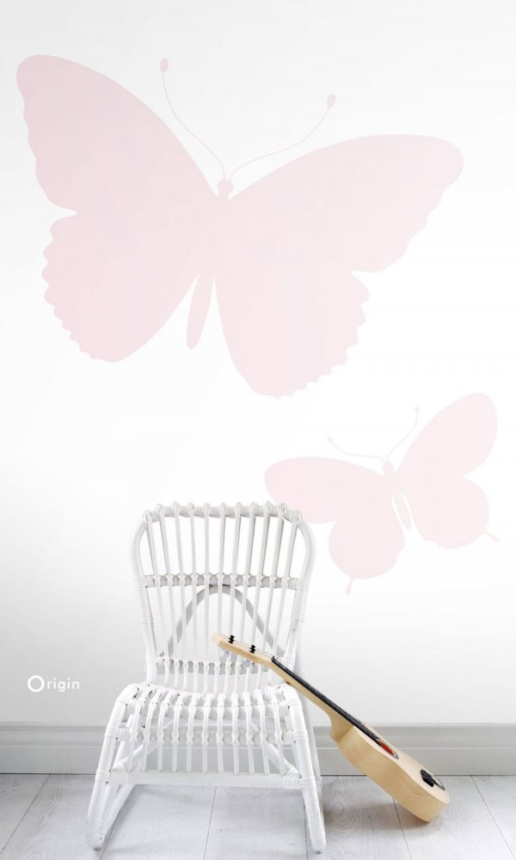 Non-woven wall mural - pink butterflies 357221, 150x279cm, Precious, Origin