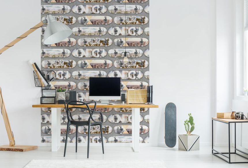 Non-woven wallpaper for teenagers, skateboards M50699D, Loft, Ugépa