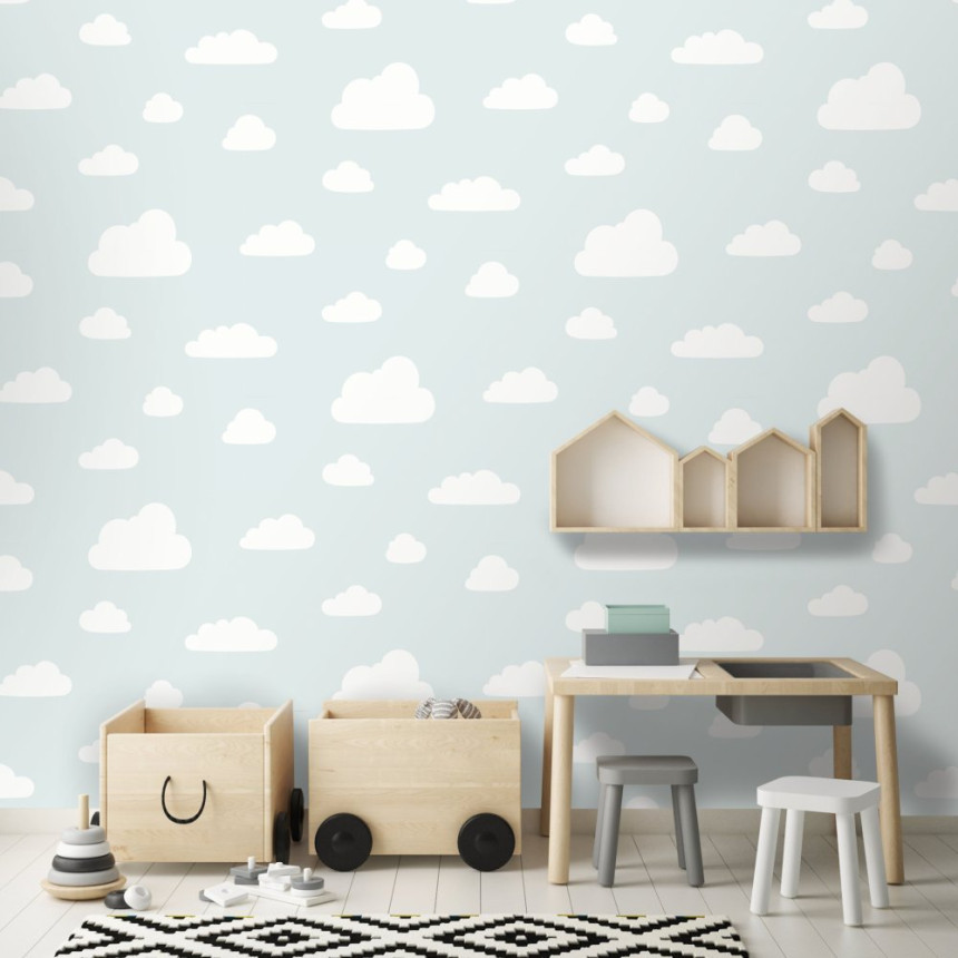 Non-woven children's menthol wallpaper with clouds A61804, My Kingdom, Ugépa