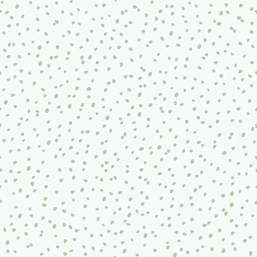 Non-woven children's white wallpaper with green spots L99304, My Kingdom, Ugépa
