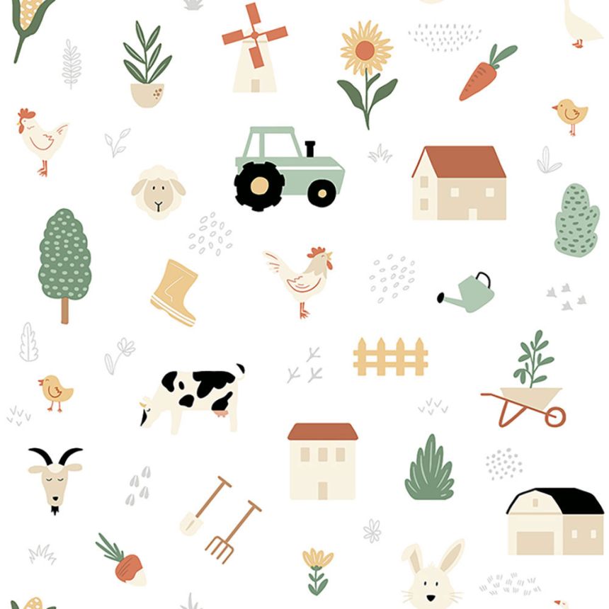 Non-woven children's wallpaper with garden and animal motifs M51507, My Kingdom, Ugépa