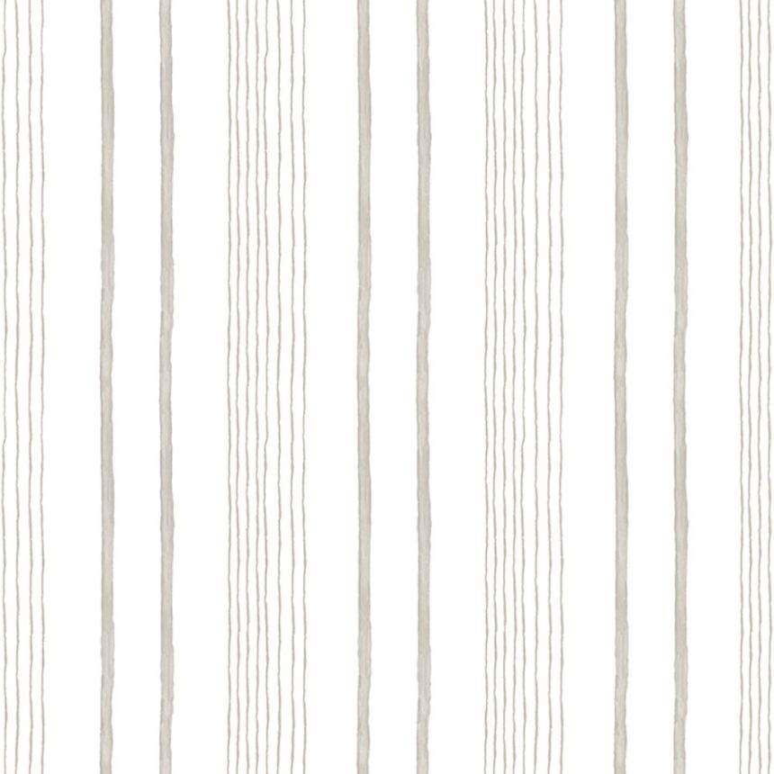 Non-woven white wallpaper with gray stripes M33307, My Kingdom, Ugépa