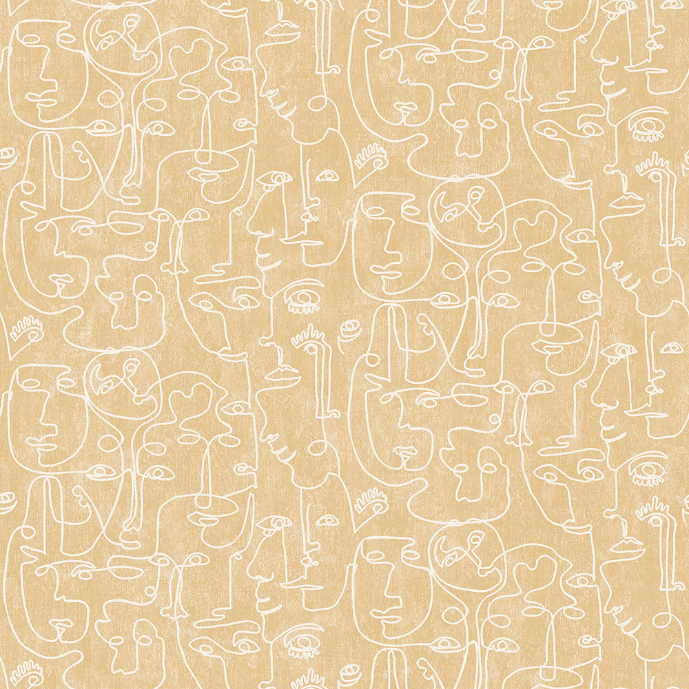 Non-woven graphic brown-beige wallpaper - faces M41212, Arty, Ugépa