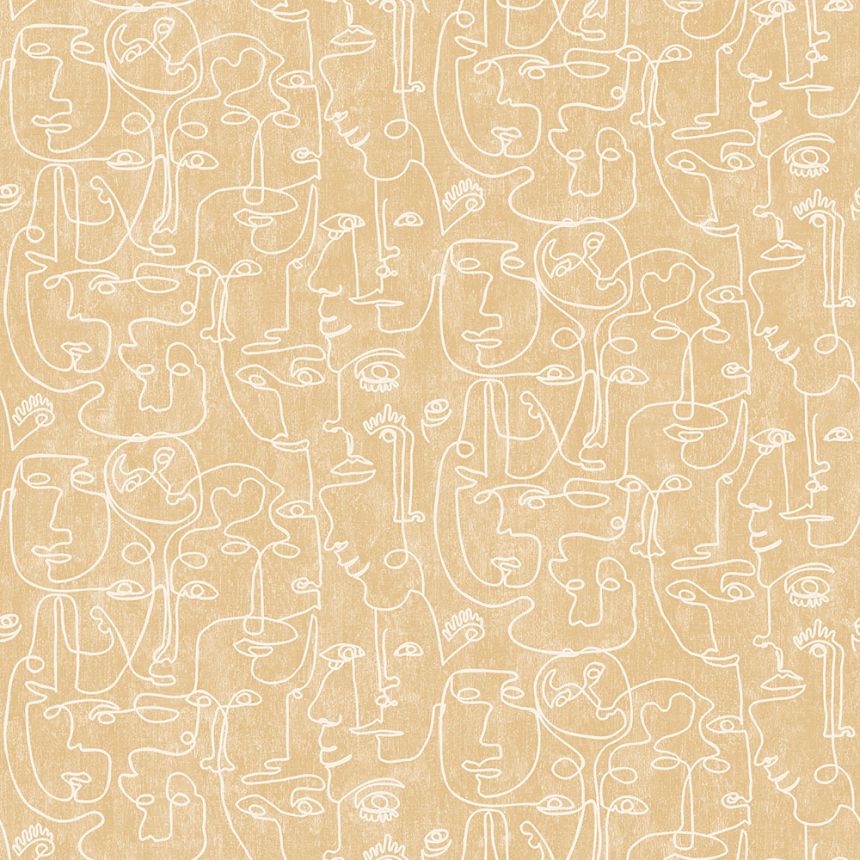 Non-woven graphic brown-beige wallpaper - faces M41212, Arty, Ugépa