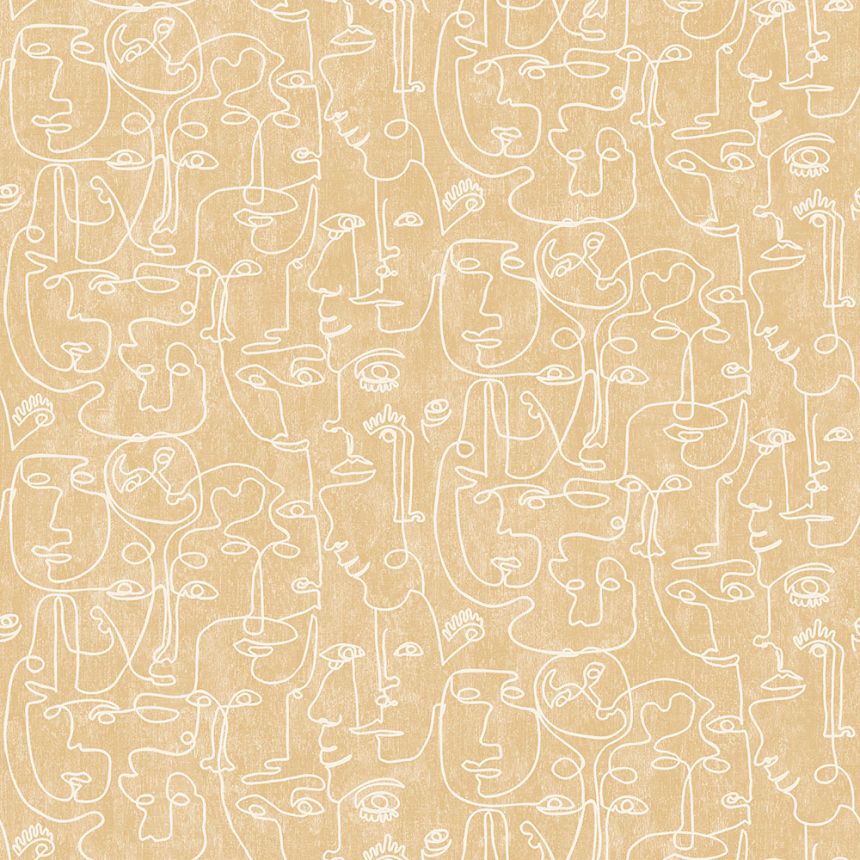 Non-woven graphic brown-beige wallpaper - faces M41212, Arty, Ugépa