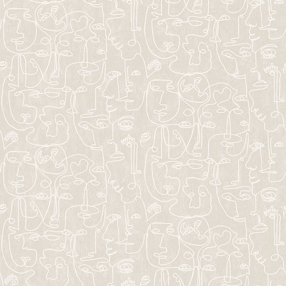 Non-woven graphic gray wallpaper - faces M41207, Arty, Ugépa