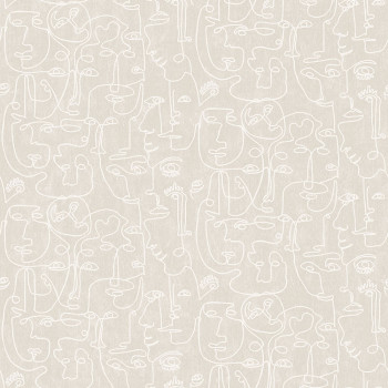 Non-woven graphic gray wallpaper - faces M41207, Arty, Ugépa