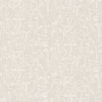 Non-woven graphic gray wallpaper - faces M41207, Arty, Ugépa