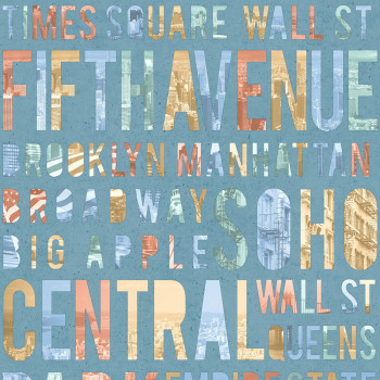 Non-woven turquoise washable wallpaper with texts - M50804, Loft, Ugépa