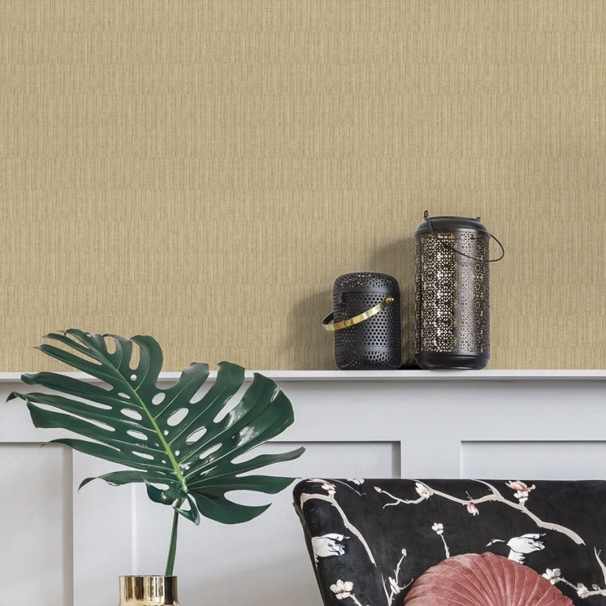 Ocher-gold non-woven wallpaper - bamboo imitation 6509-6, Batabasta, ICH Wallcoverings