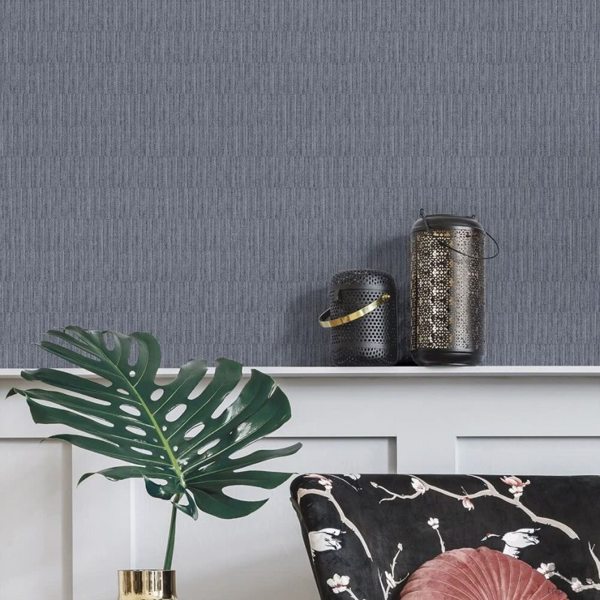 Blue non-woven wallpaper - bamboo imitation 6509-1, Batabasta, ICH Wallcoverings