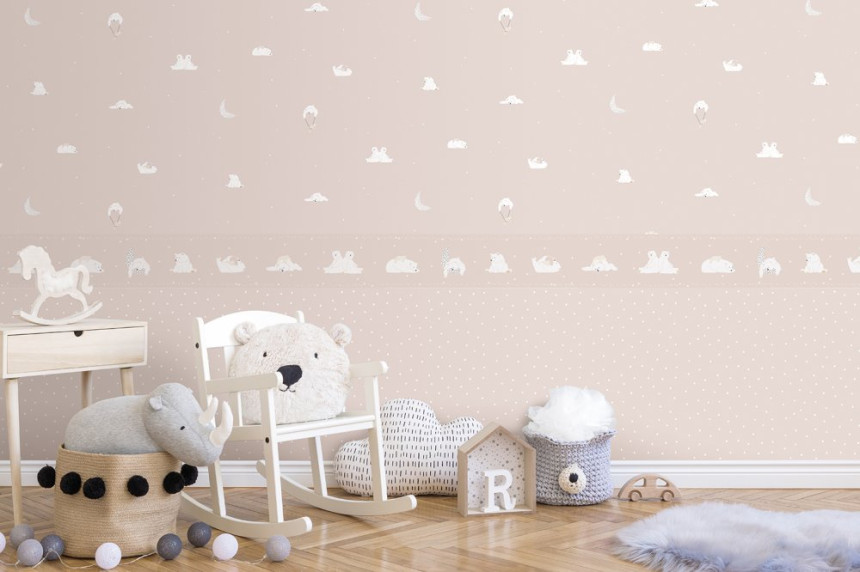 Pink children's wallpaper with animals - bears 7003-3, Noa, ICH Wallcoverings