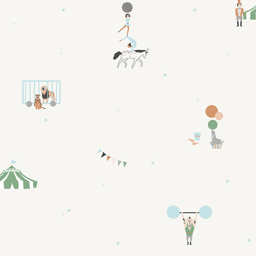 Creamy children's wallpaper with animals, circus 7000-2, Noa, ICH Wallcoverings