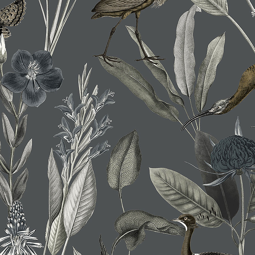 Non-woven wallpaper with herons 111718, Genesis, Graham & Brown