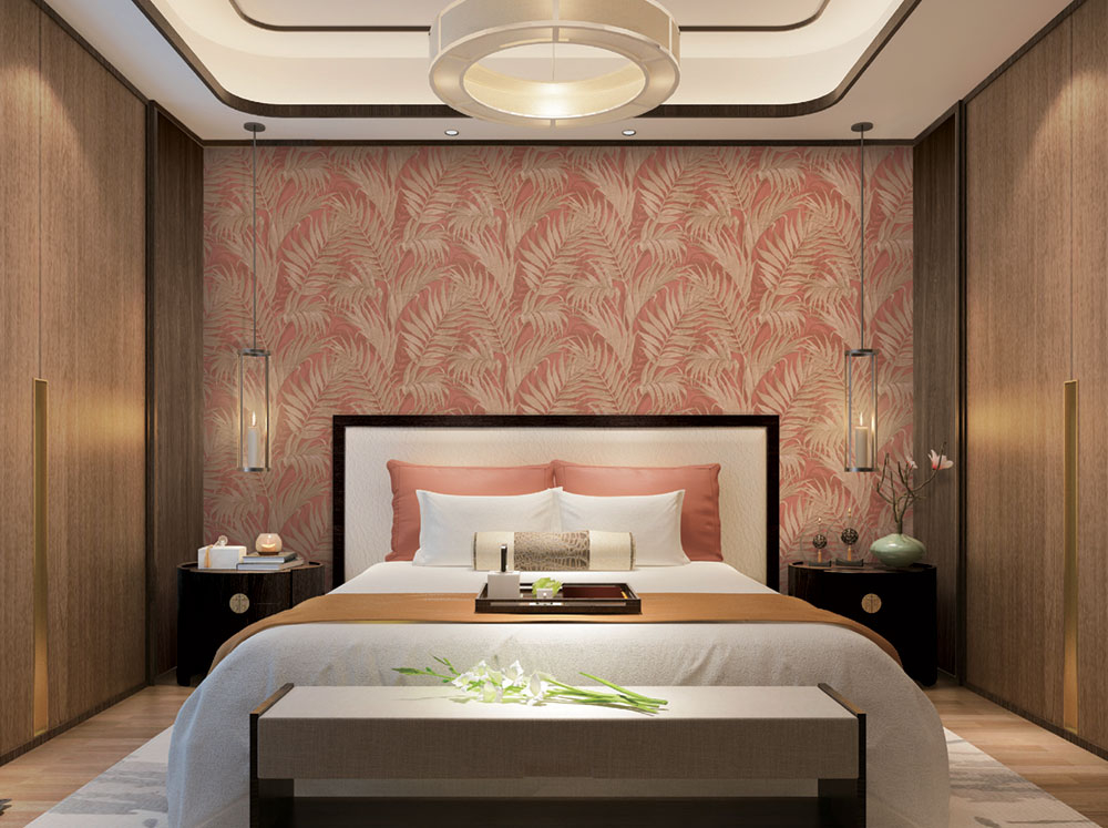 Luxury terracotta non-woven wallpaper, palm leaves GR322106, Grace, Design ID