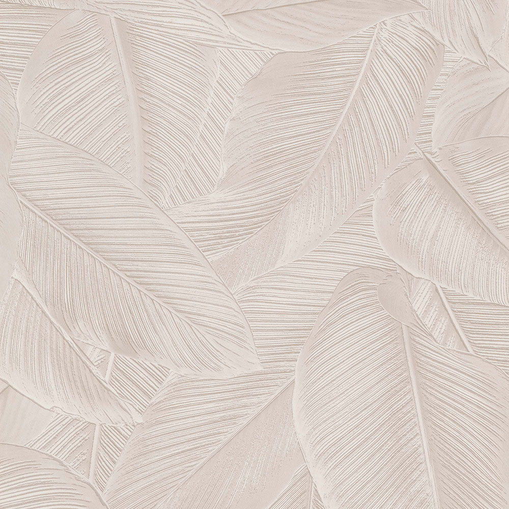Creamy non-woven wallpaper, leaves 221171, Rivi?ra Maison 3, BN Walls