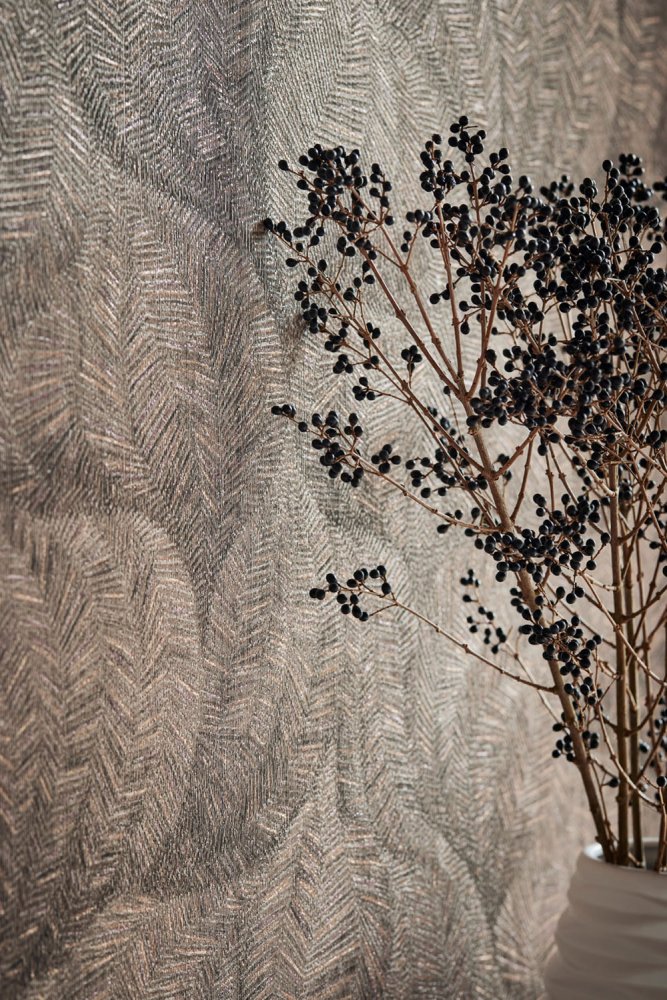 Brown-gray non-woven wallpaper, leaves 221143, Rivi?ra Maison 3, BN Walls