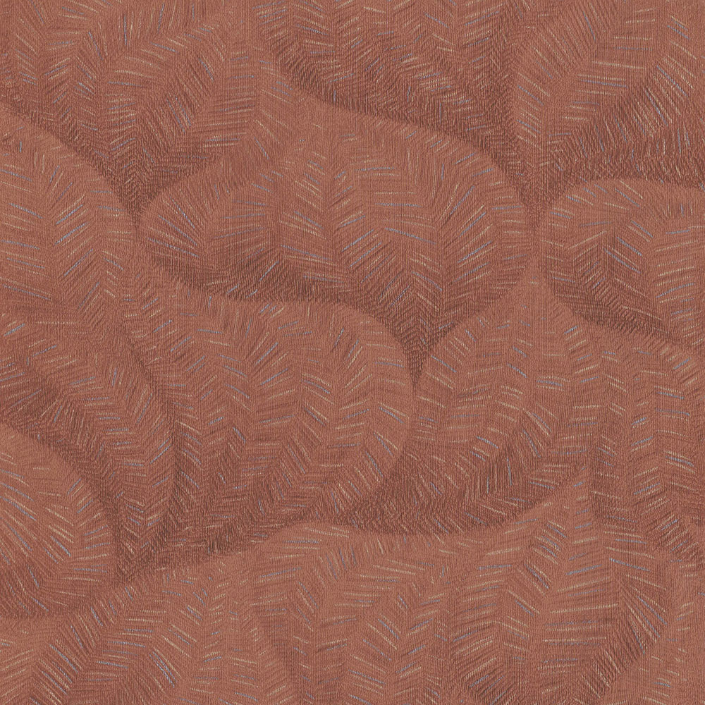 Brick red non-woven wallpaper leaves 221145, Rivi?ra Maison 3, BN Walls