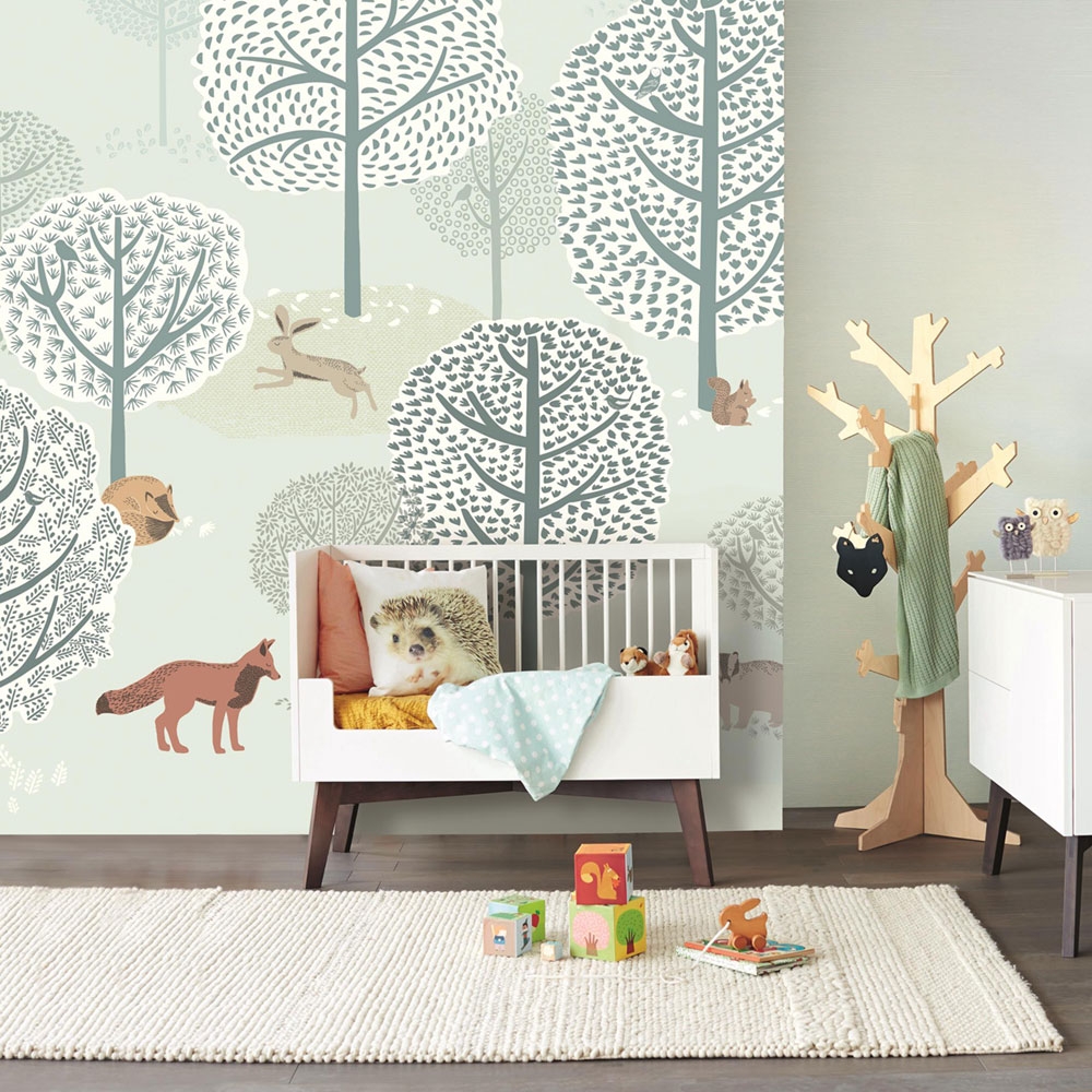 Children's mural non-woven wallpaper 399116, Forest Animals, 279 x 280 cm, Mini Me, Eijffinger