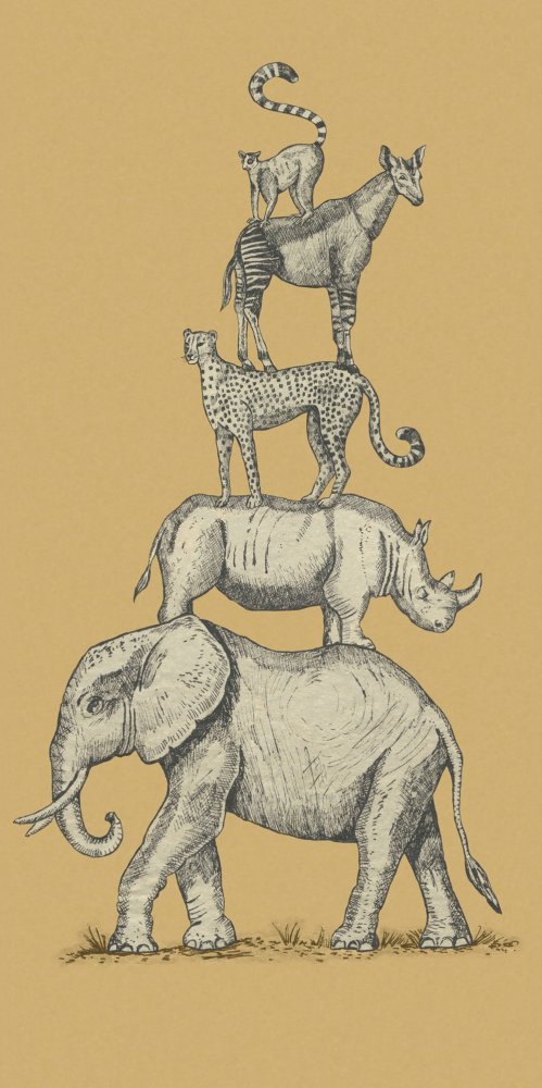 Children's mural non-woven wallpaper 399112, Safari Stack, 139.5 x 280 cm, Mini Me, Eijffinger