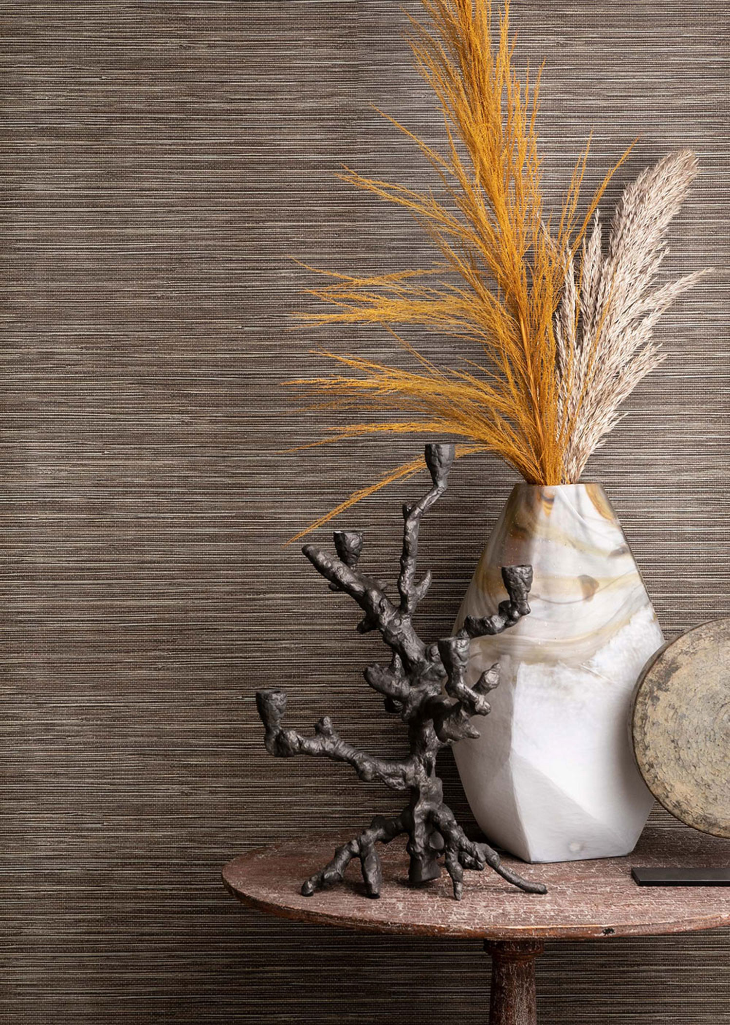 Non-woven wallpaper, brown, fabric imitation, TA25047, Tahiti, Shades of Colour, Decoprint